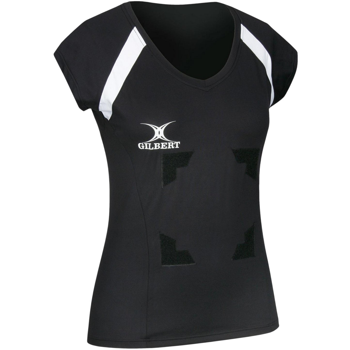 Black - Front - Gilbert Womens-Ladies Helix Slim Rugby Shirt