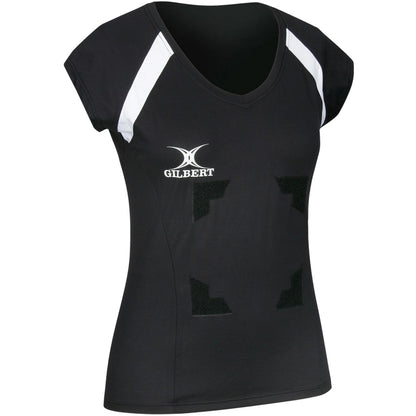 Black - Front - Gilbert Womens-Ladies Helix Slim Rugby Shirt