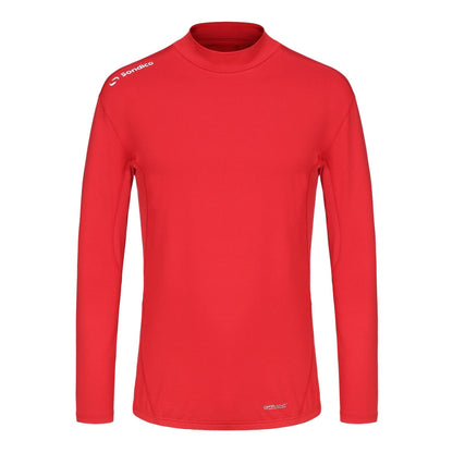 Red - Front - Sondico Mens Mock Neck Base Layer Top
