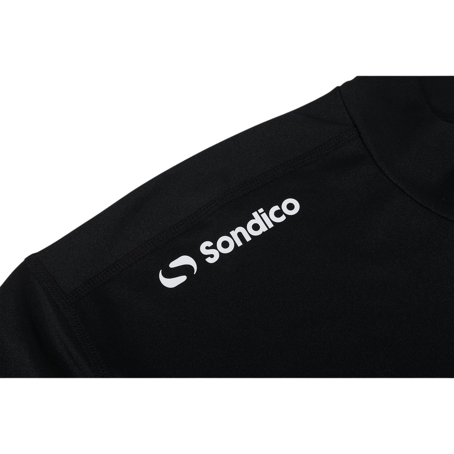 Black - Side - Sondico Mens Mock Neck Base Layer Top
