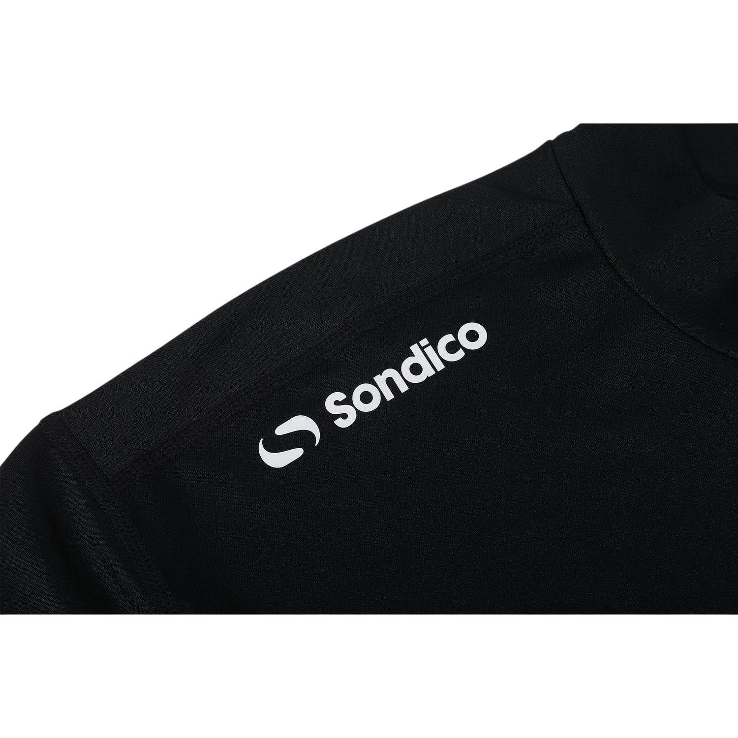 Black - Side - Sondico Mens Mock Neck Base Layer Top