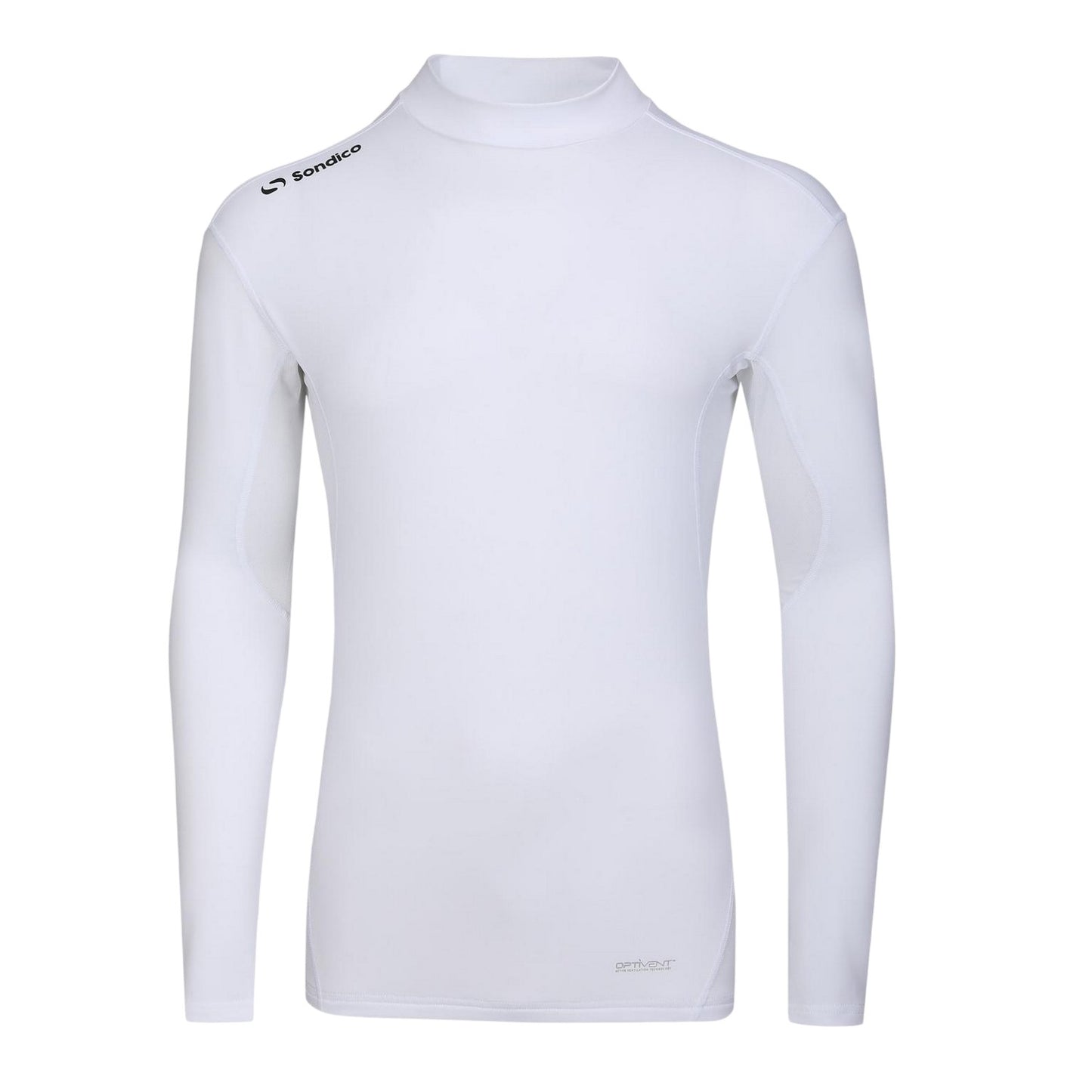 White - Front - Sondico Mens Mock Neck Base Layer Top