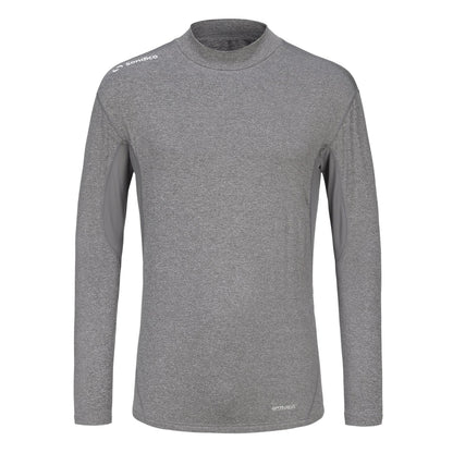 Grey - Front - Sondico Mens Mock Neck Base Layer Top