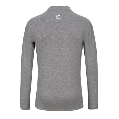 Grey - Back - Sondico Mens Mock Neck Base Layer Top