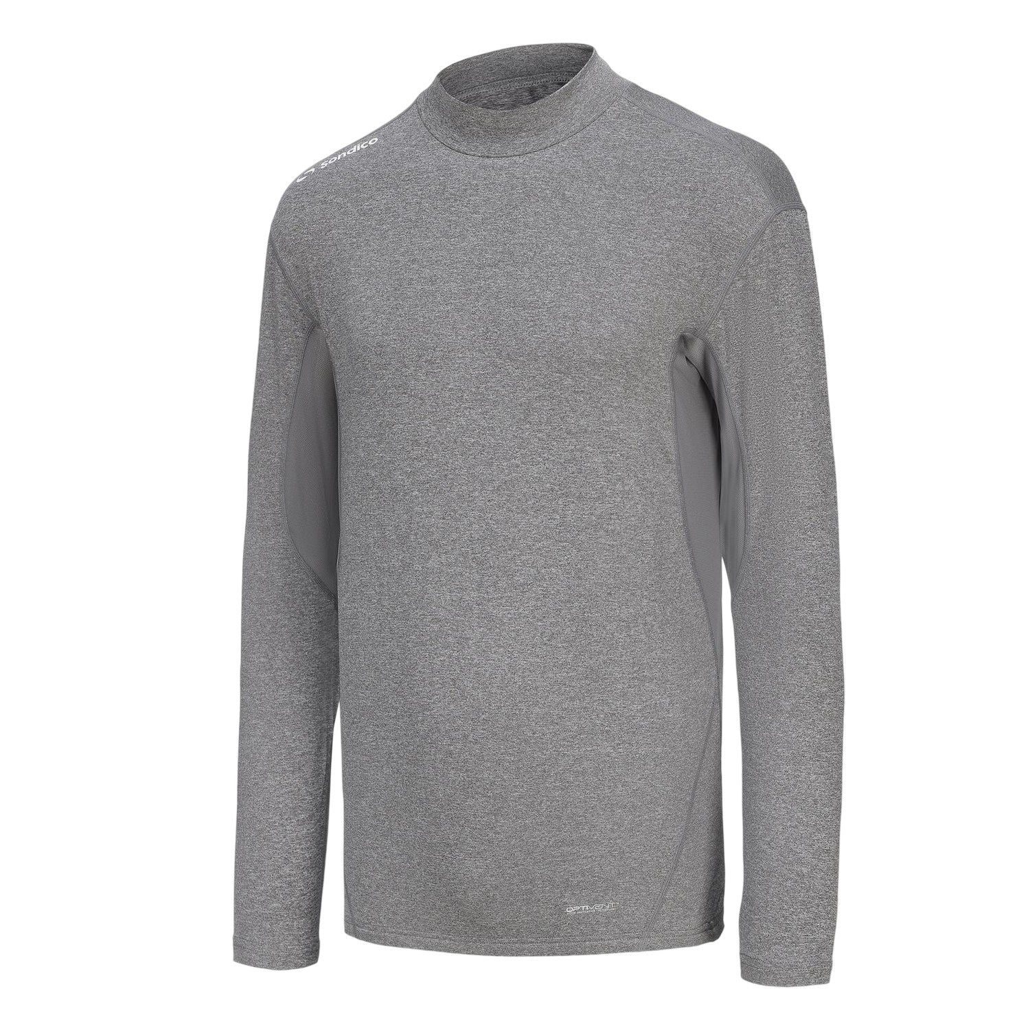 Grey - Side - Sondico Mens Mock Neck Base Layer Top