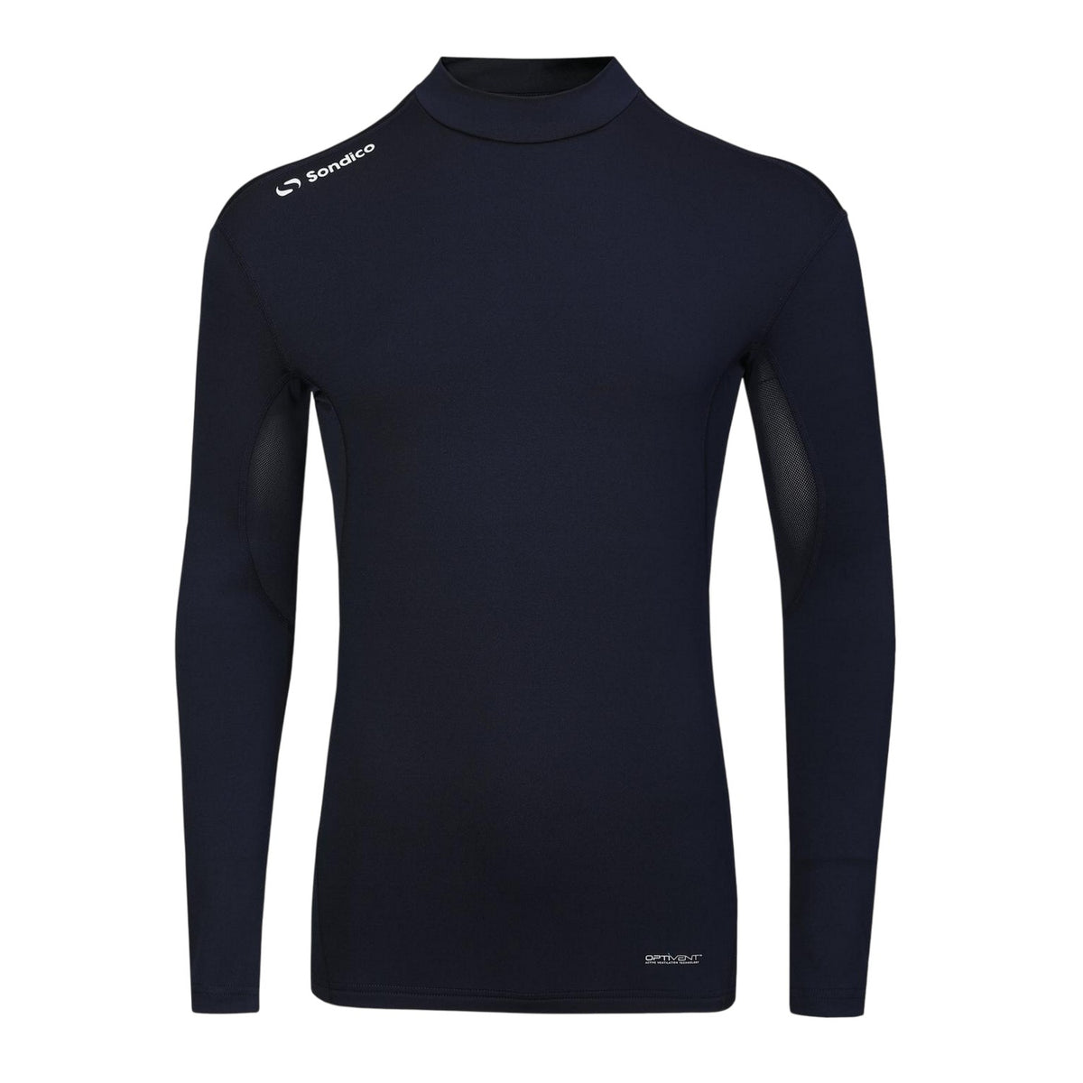 Navy - Front - Sondico Mens Mock Neck Base Layer Top