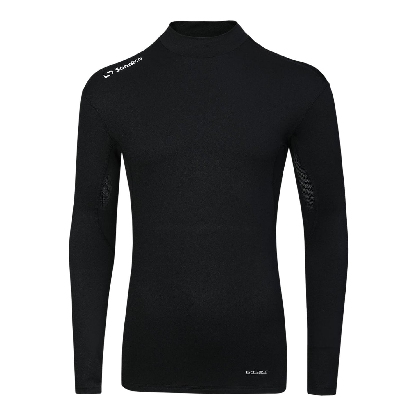 Black - Front - Sondico Mens Mock Neck Base Layer Top