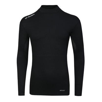 Black - Front - Sondico Mens Mock Neck Base Layer Top