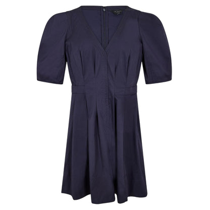 Navy - Front - Ted Baker Womens-Ladies V Neck Puff Sleeve Mini Dress