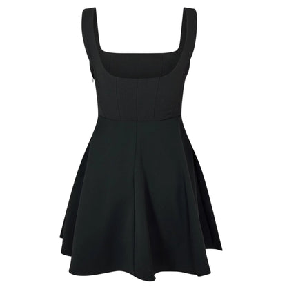 Black - Back - Odd Muse Womens-Ladies Square Neck Mini Dress