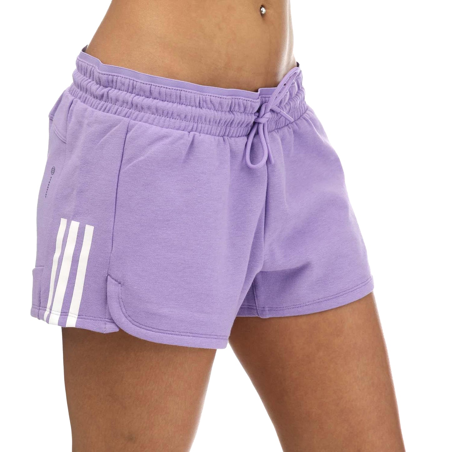 Violet - Side - Adidas Womens-Ladies Essentials Triple Stripe Training Casual Shorts
