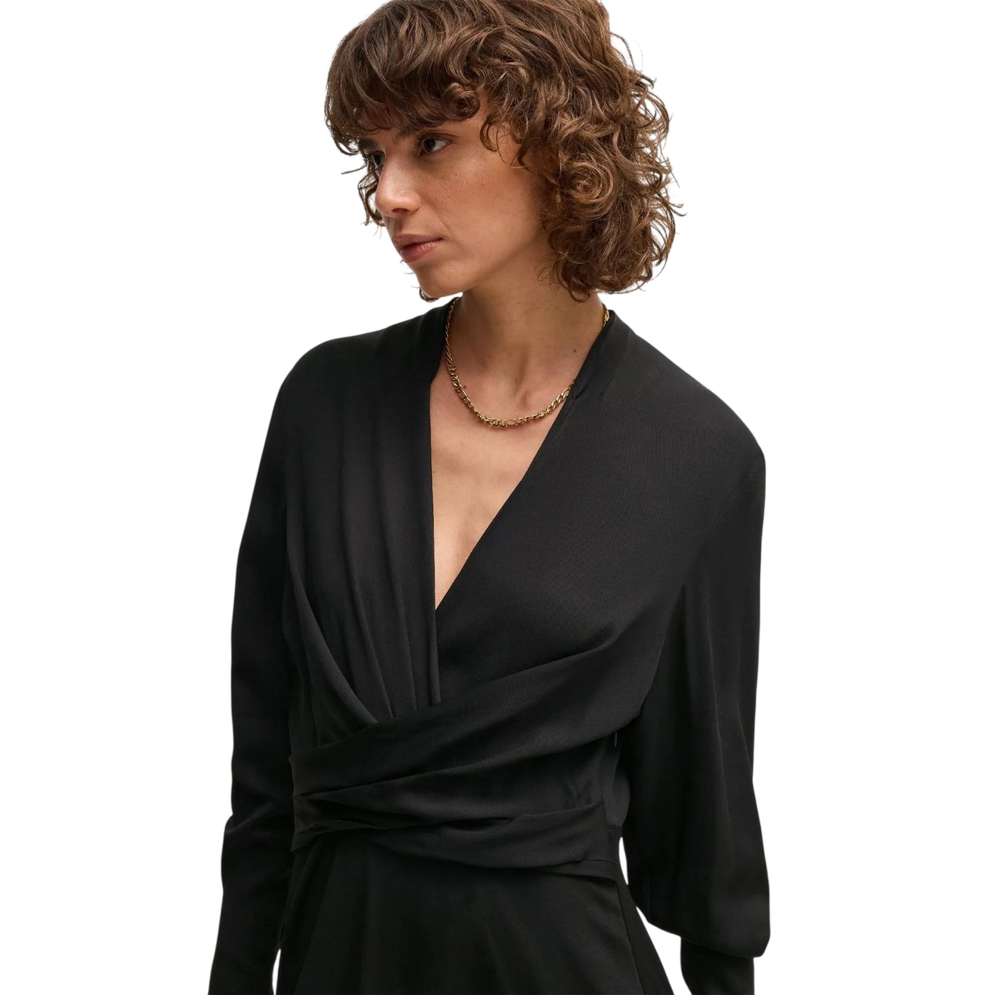 Black - Side - Boss Womens-Ladies Dimkai Wrap Dress