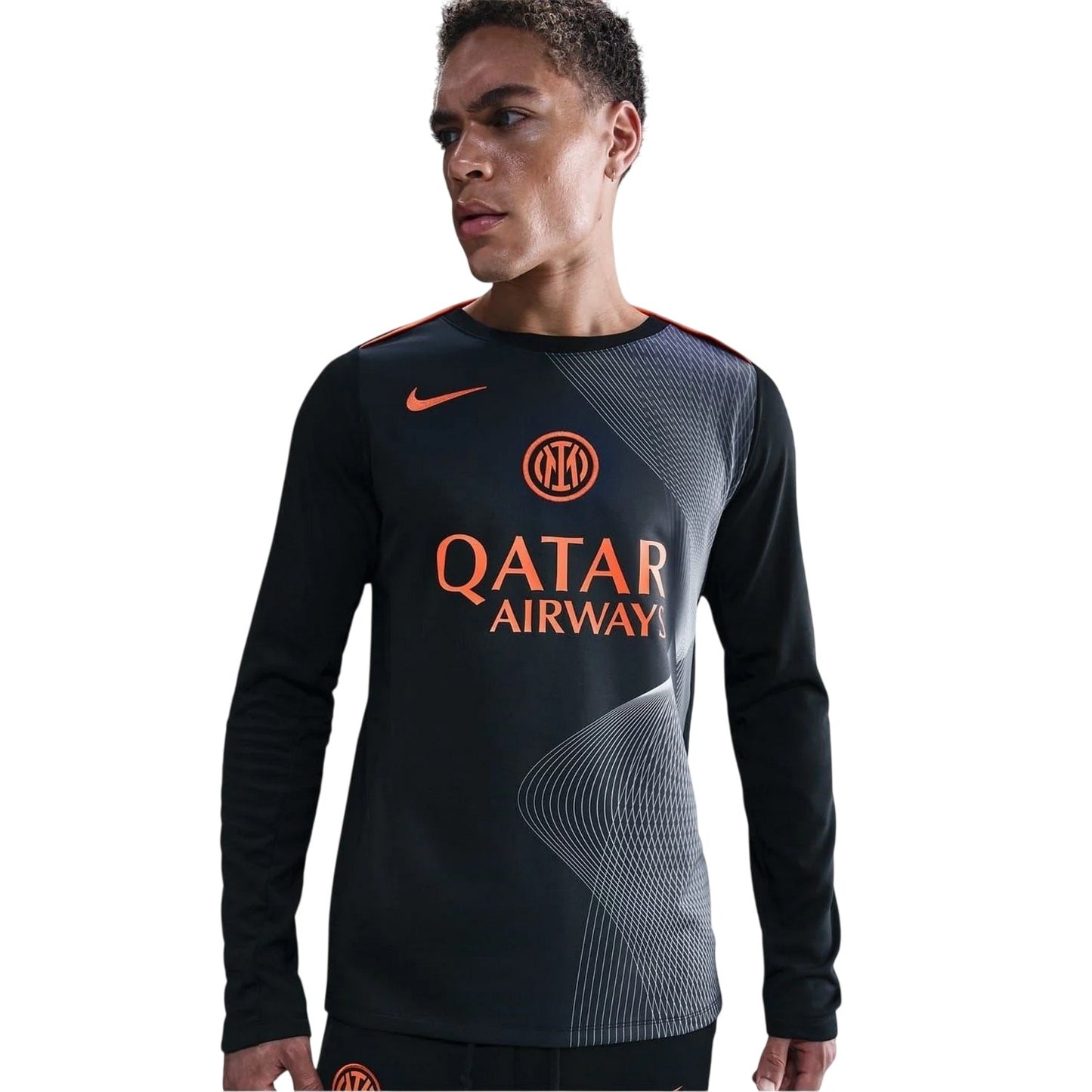 Black-Blue - Front - Nike Mens Inter Milan Third Pre Match Training Football Shirt