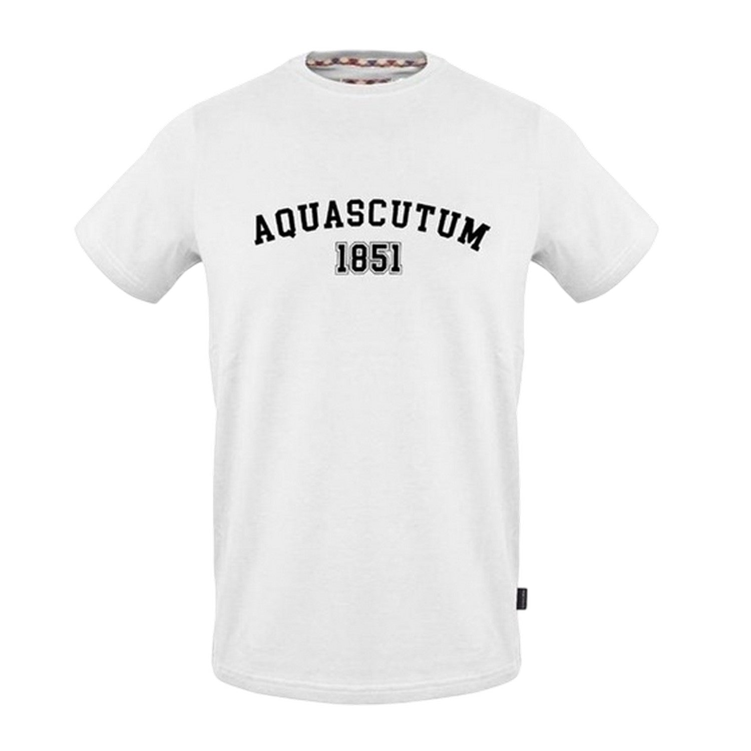 White - Front - Aquascutum Mens Logo Crew Neck Regular T-Shirt