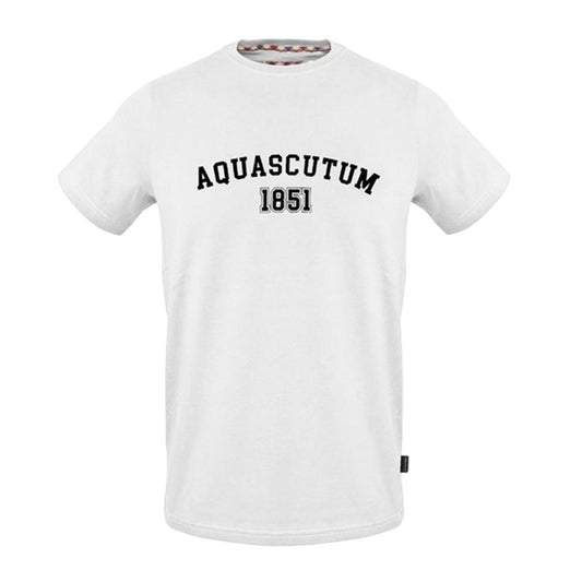 White - Front - Aquascutum Mens Logo Crew Neck Regular T-Shirt