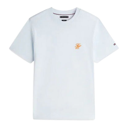 Light Blue - Front - Tommy Hilfiger Mens Script Logo Regular T-Shirt