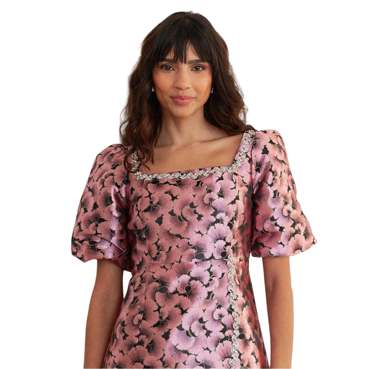 Pink - Side - Lovedrobe Womens-Ladies Jacquard Party Shift Dress