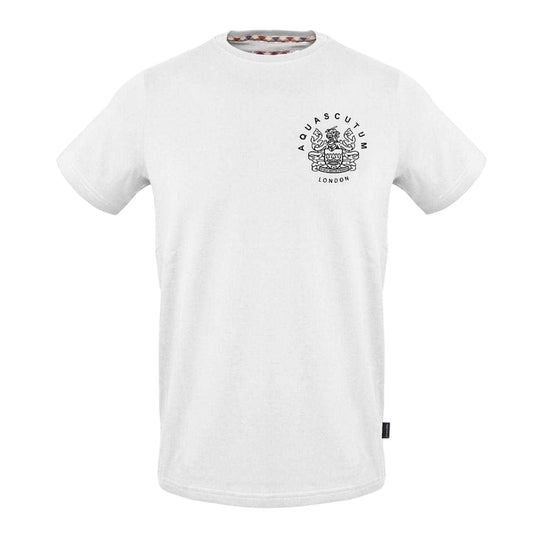 White - Front - Aquascutum Mens Logo Crew Neck Regular T-Shirt