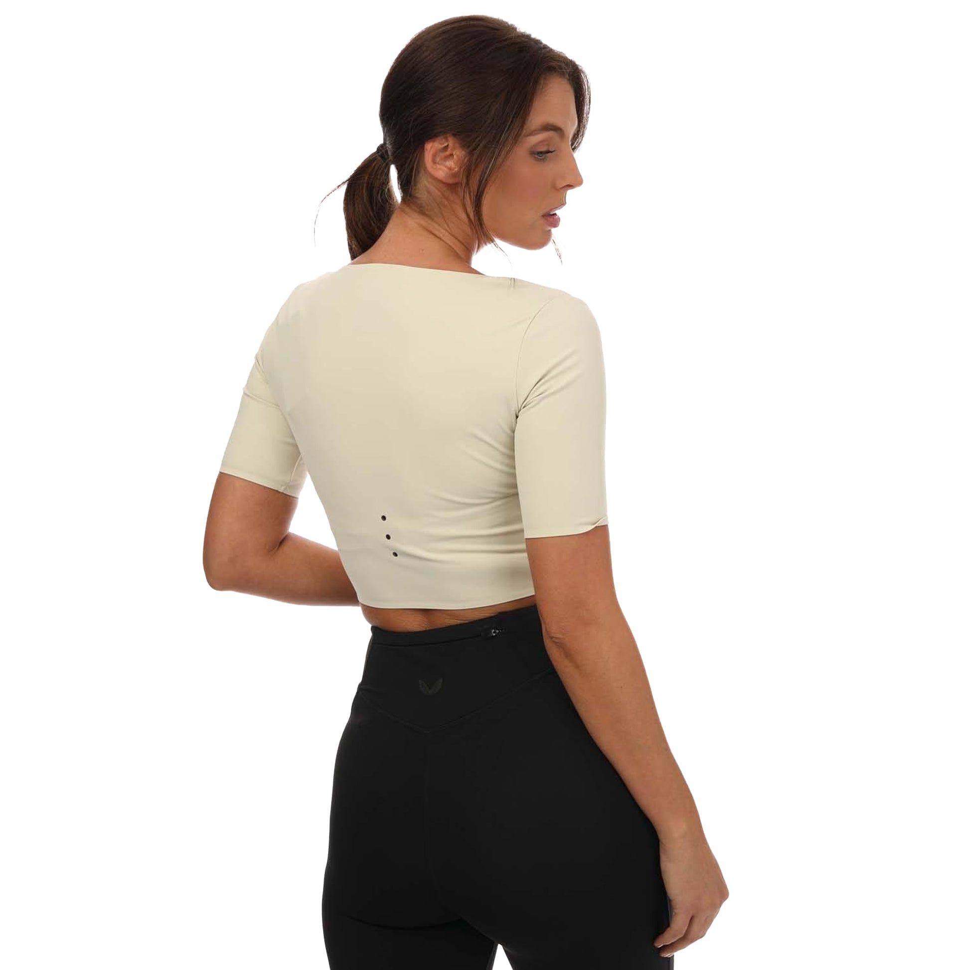 Beige - Back - Castore Womens-Ladies Active Contour Crop Top