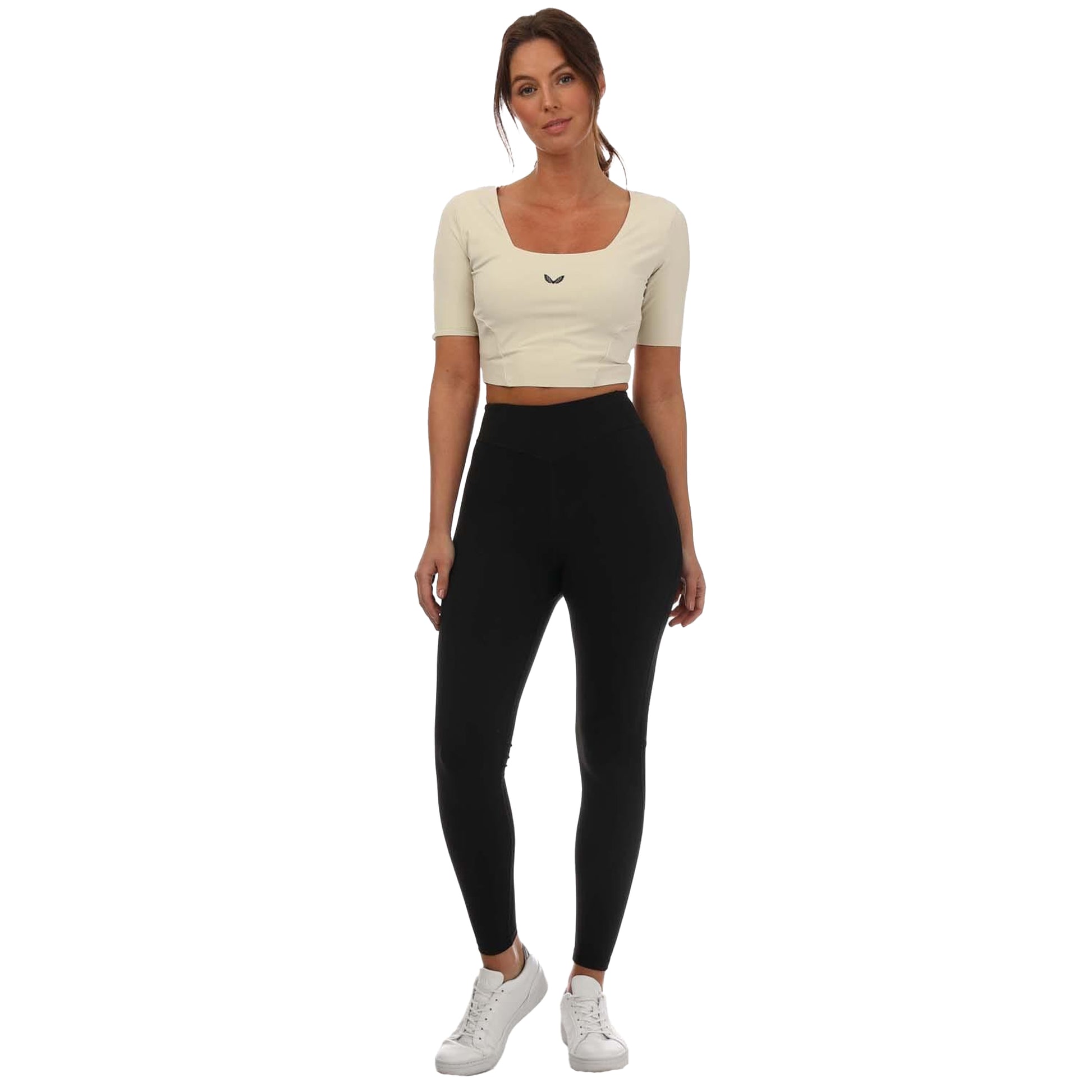 Beige - Side - Castore Womens-Ladies Active Contour Crop Top