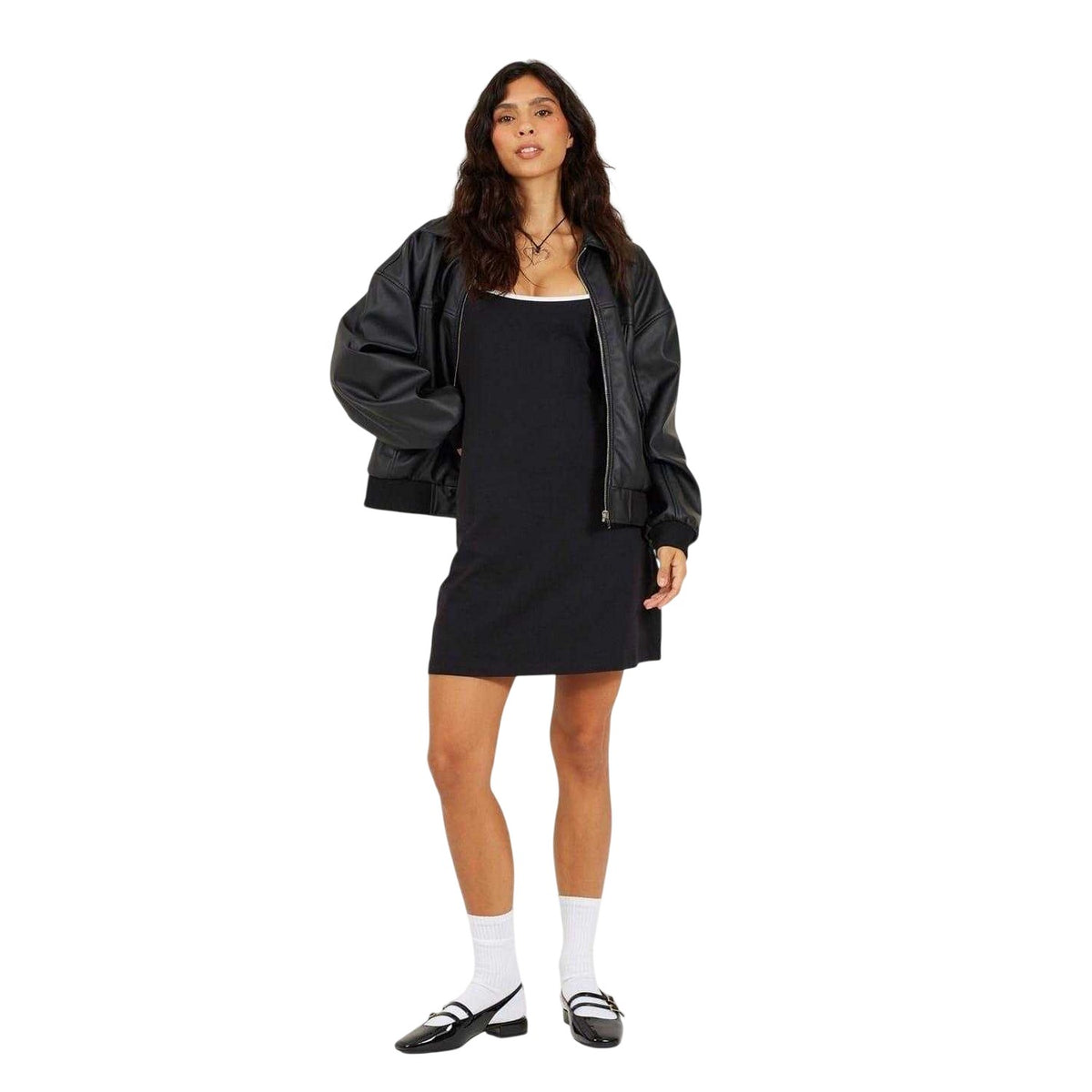 Black-White - Side - Brave Soul Womens-Ladies Slip Dress