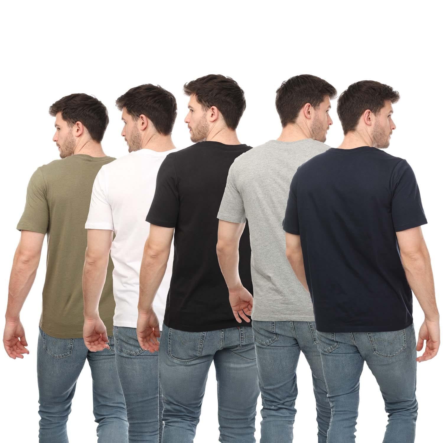 Multicoloured - Back - Jack And Jones Mens Joseph Crew Neck T-Shirt (Pack of 5)