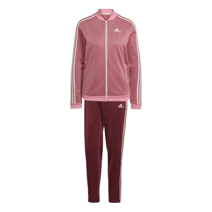 Pink - Front - Adidas Womens-Ladies Essentials Striped Tracksuit
