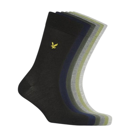 Multicoloured - Front - Lyle & Scott Mens Victor Crew Socks (Pack of 6)