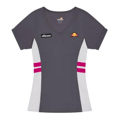 Dark Grey - Front - Ellesse Womens-Ladies Lowery V Neck T-Shirt