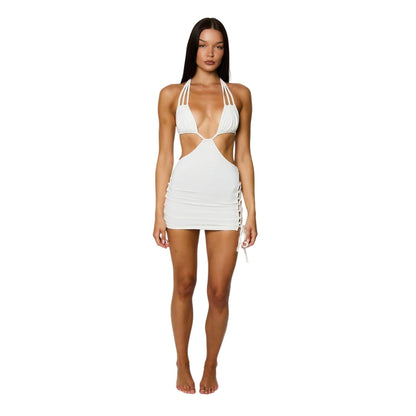 White - Side - Honeyz Womens-Ladies Cut Out Slim Mini Dress