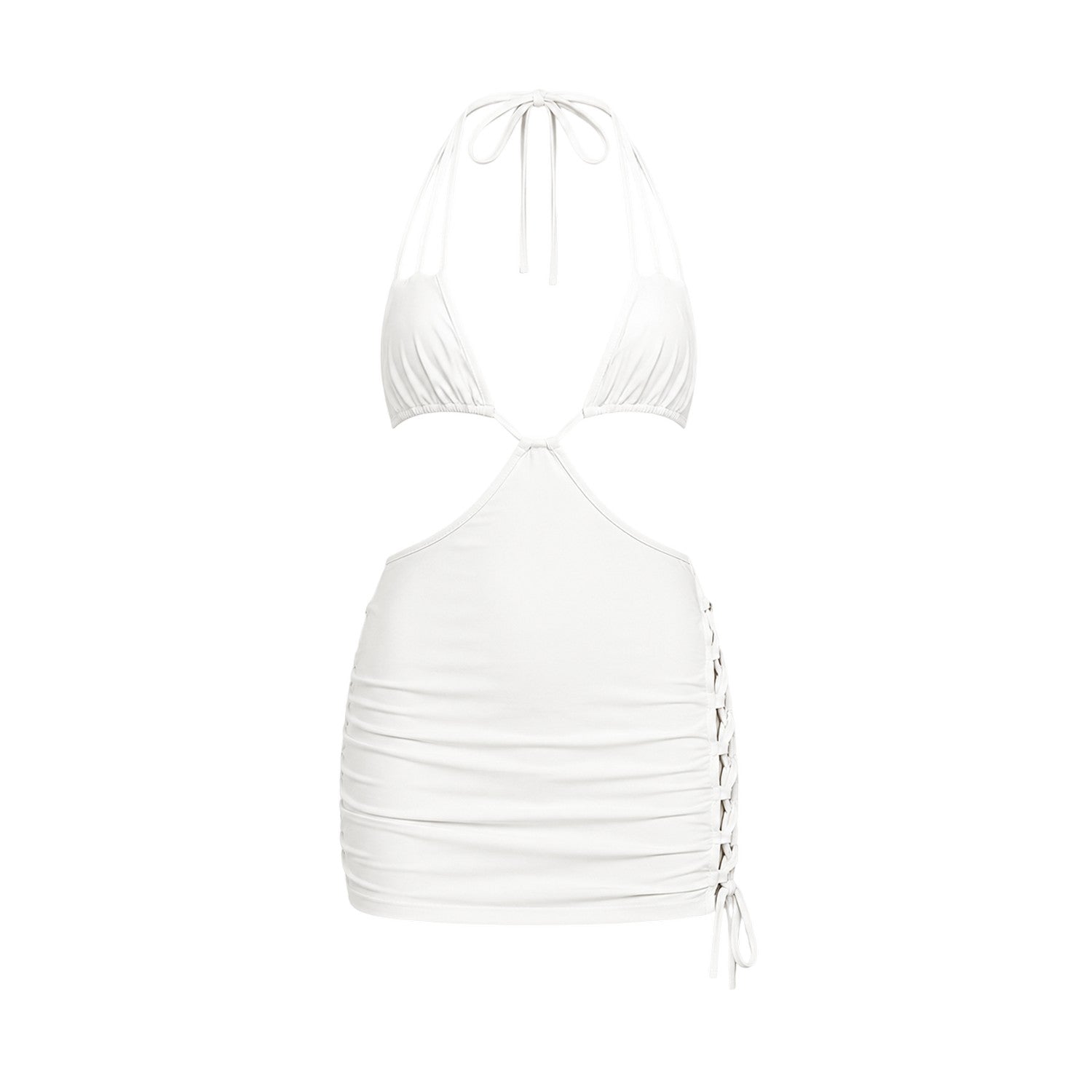 White - Front - Honeyz Womens-Ladies Cut Out Slim Mini Dress