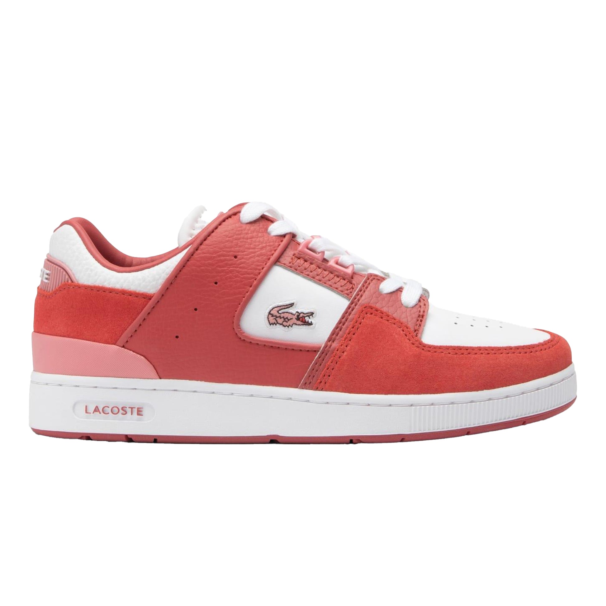 Pink-White - Back - Lacoste Womens-Ladies Court Cage Leather Trainers