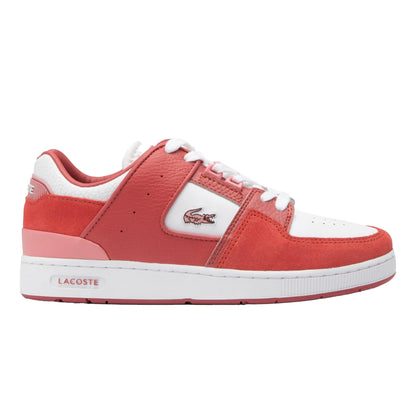 Pink-White - Back - Lacoste Womens-Ladies Court Cage Leather Trainers
