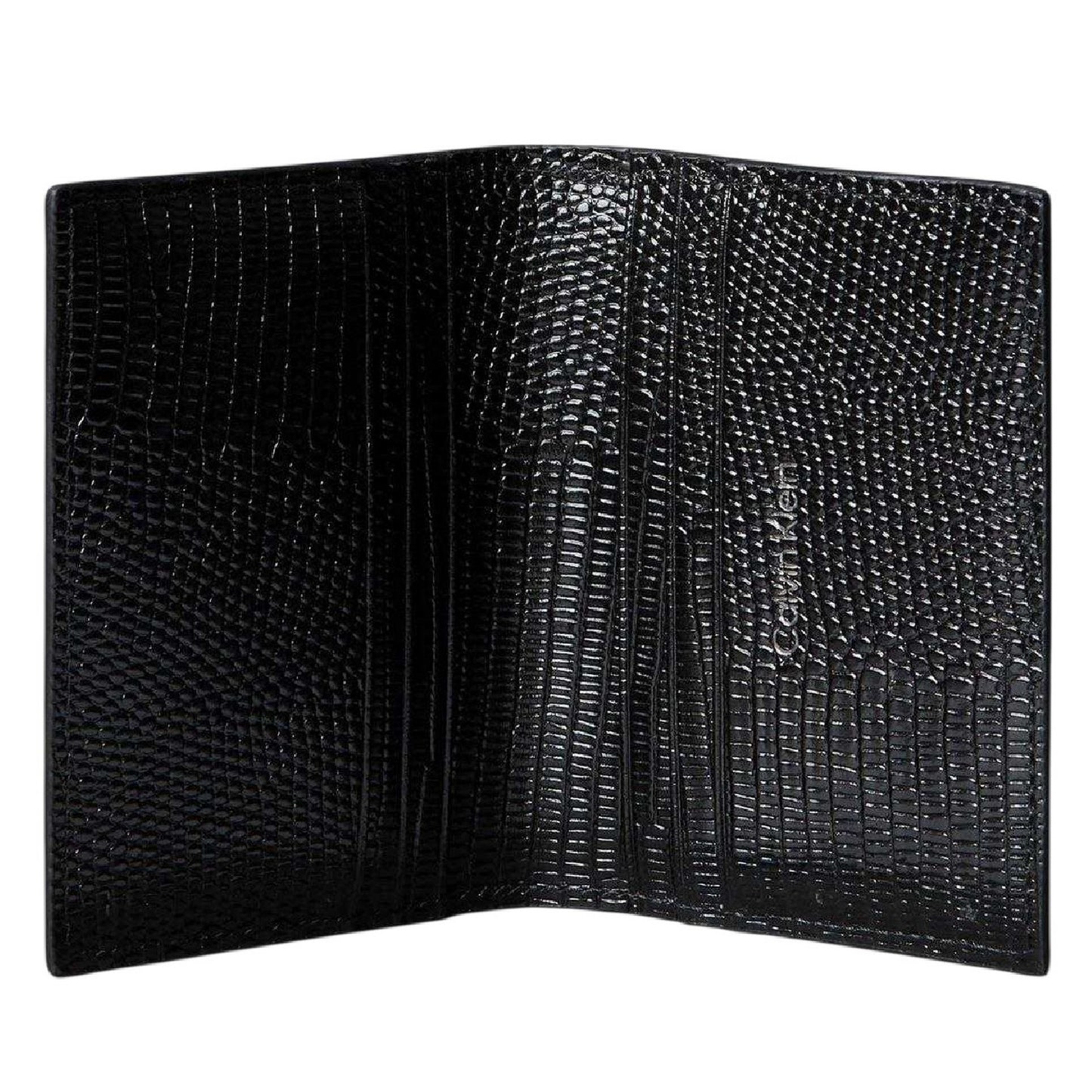 Black - Back - Calvin Klein Embossed Leather Logo Wallet