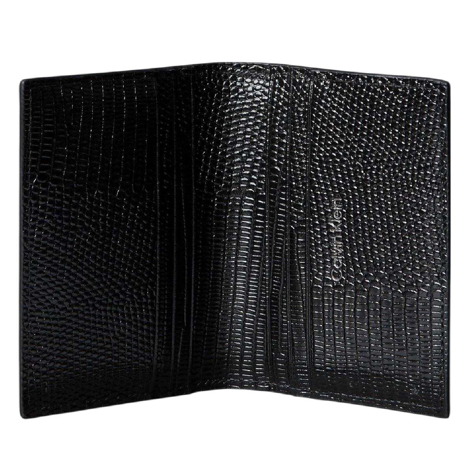 Black - Back - Calvin Klein Embossed Leather Logo Wallet