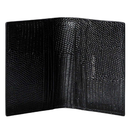 Black - Back - Calvin Klein Embossed Leather Logo Wallet