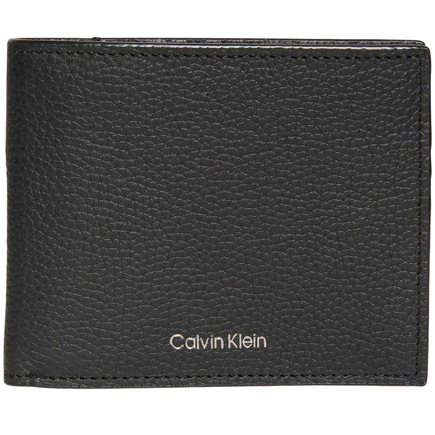 Black - Front - Calvin Klein Embossed Leather Logo Wallet