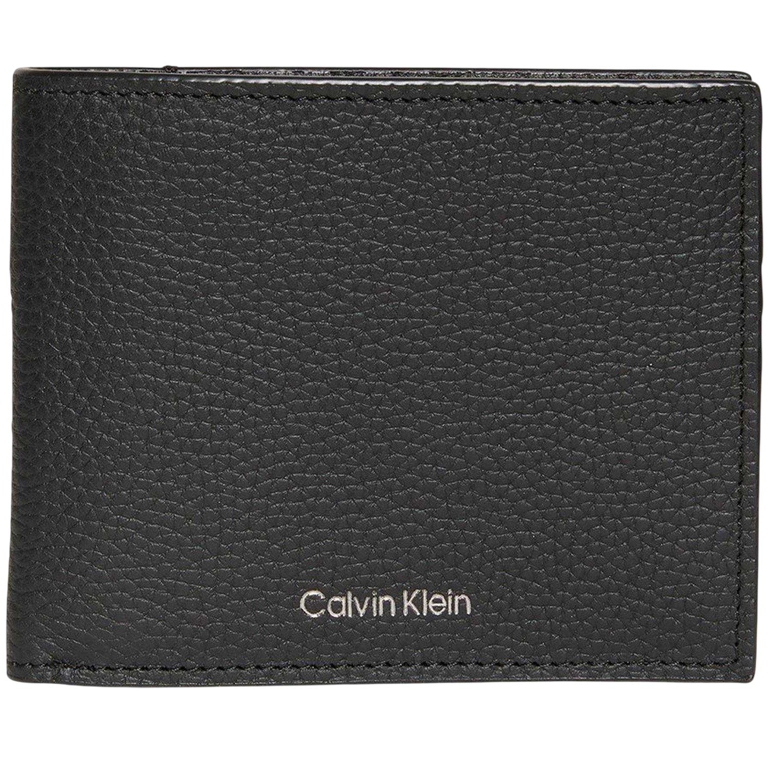 Black - Front - Calvin Klein Embossed Leather Logo Wallet