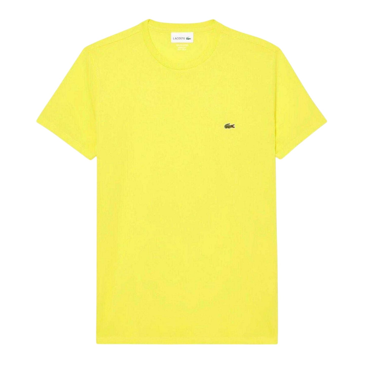 Yellow - Front - Lacoste Mens Embroidered Pima Cotton T-Shirt