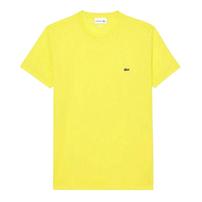 Yellow - Front - Lacoste Mens Embroidered Pima Cotton T-Shirt