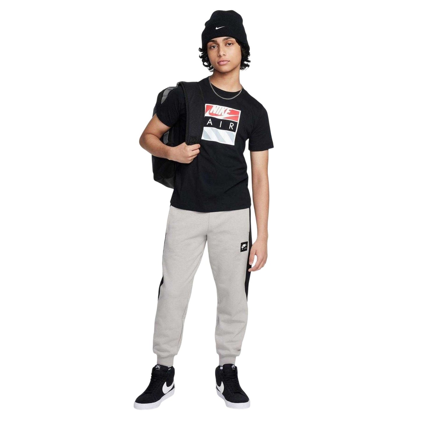 Black - Side - Nike Boys Air Swoosh Jersey T-Shirt