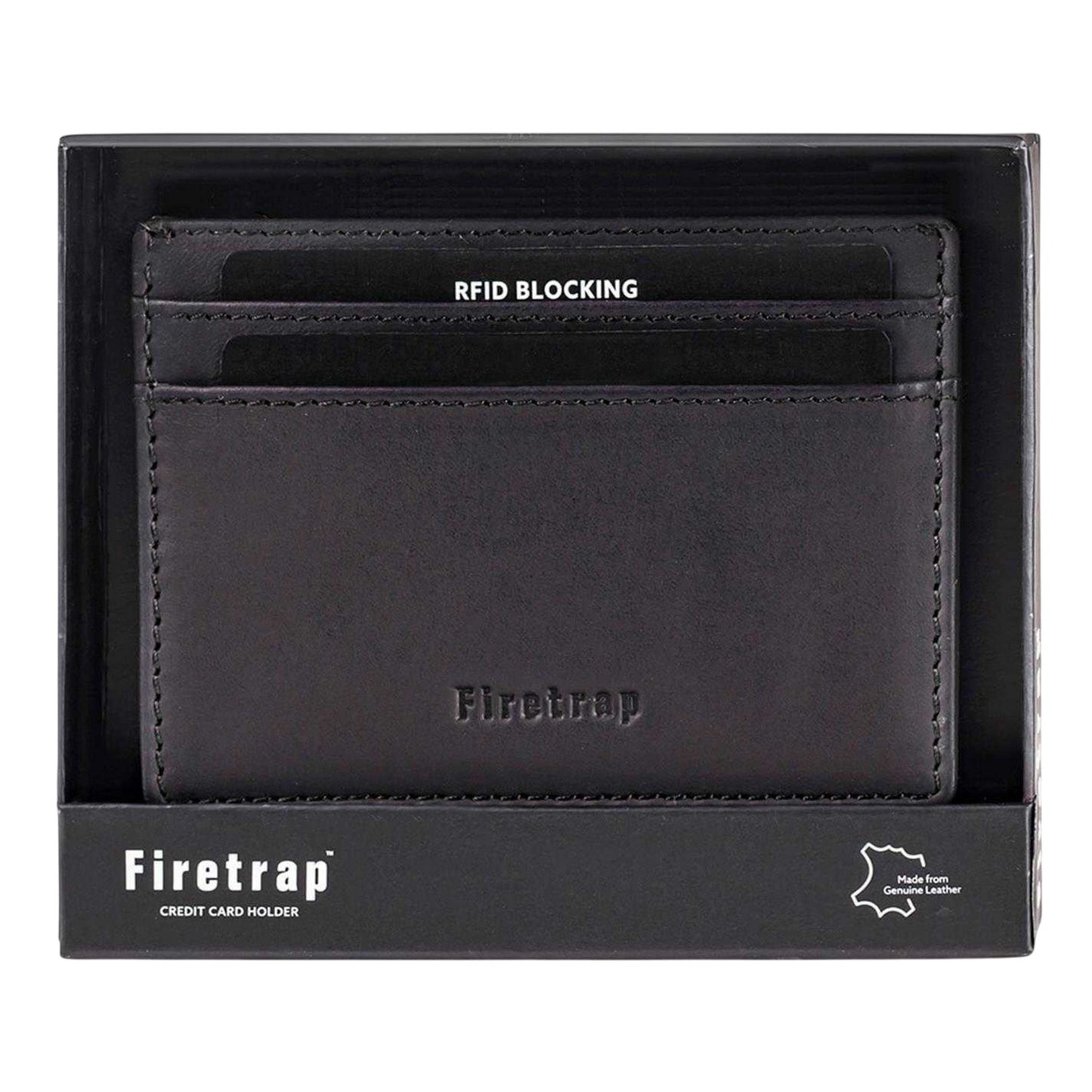 Black - Front - Firetrap Leather Card Holder