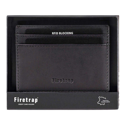 Black - Front - Firetrap Leather Card Holder