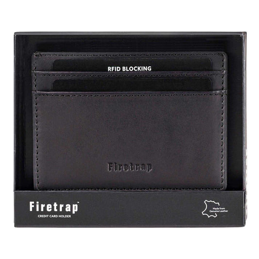 Black - Front - Firetrap Leather Card Holder