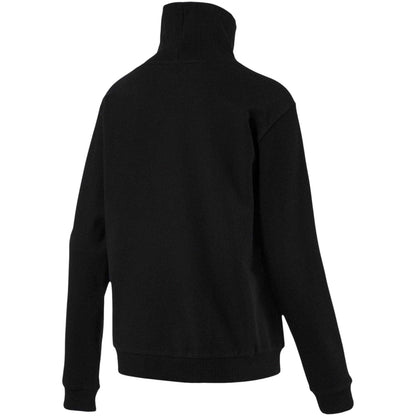Black - Back - Puma Womens-Ladies Fusion Logo Turtle Neck Sweatshirt