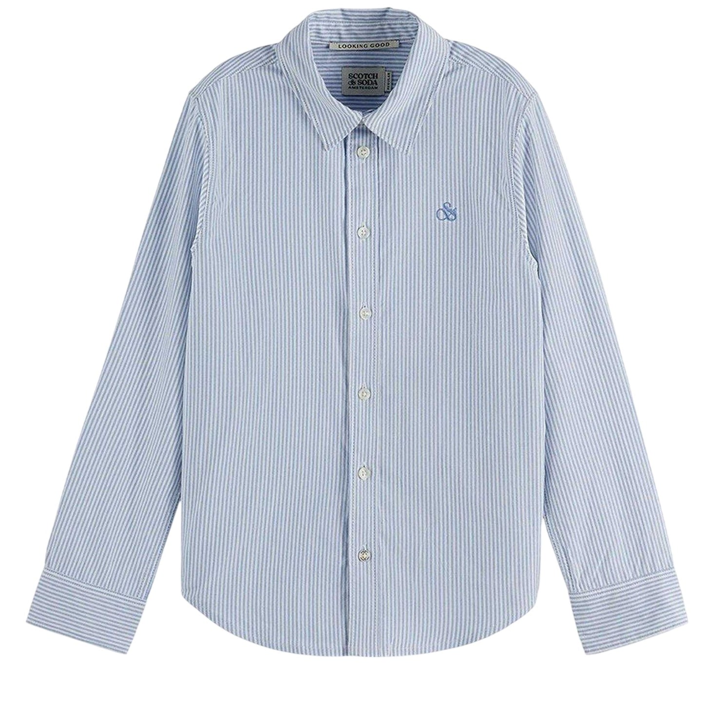 Blue - Front - Scotch And Soda Boys Oxford Long-Sleeved Shirt