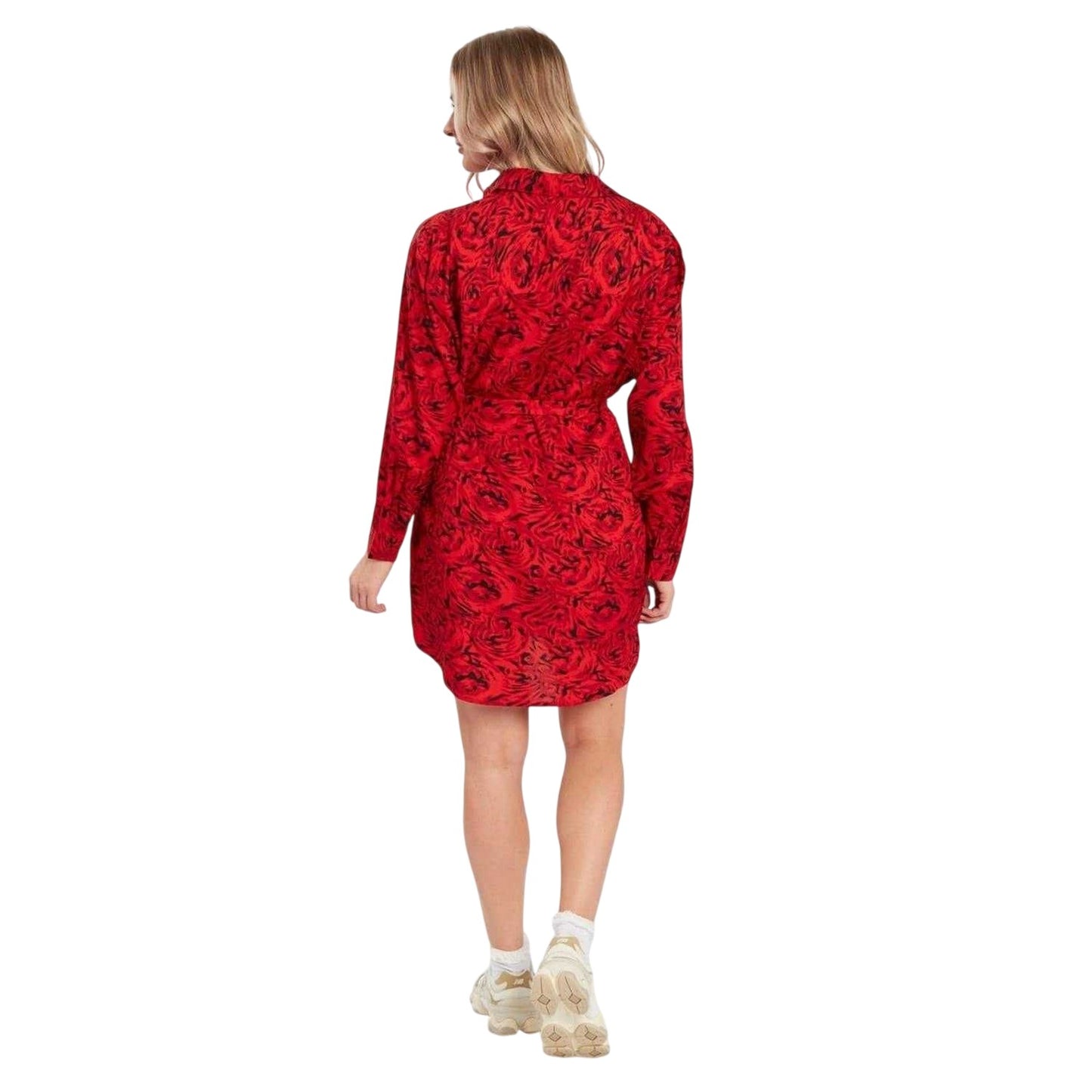 Red - Back - Wednesday's Girl Girls Blur Mini Shirt Dress