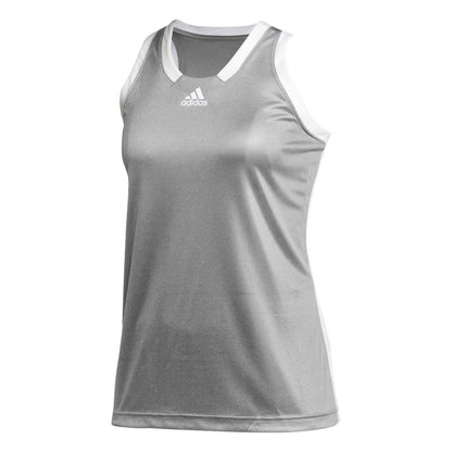 Grey - Front - Adidas Womens-Ladies Side Stripe Regular Tank Top