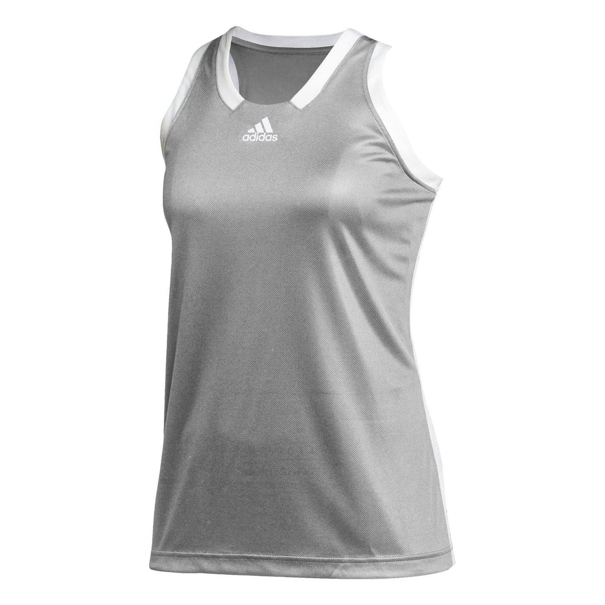 Grey - Front - Adidas Womens-Ladies Side Stripe Regular Tank Top