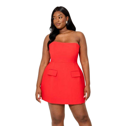 Red - Front - Odd Muse Womens-Ladies Strapless Mini Dress